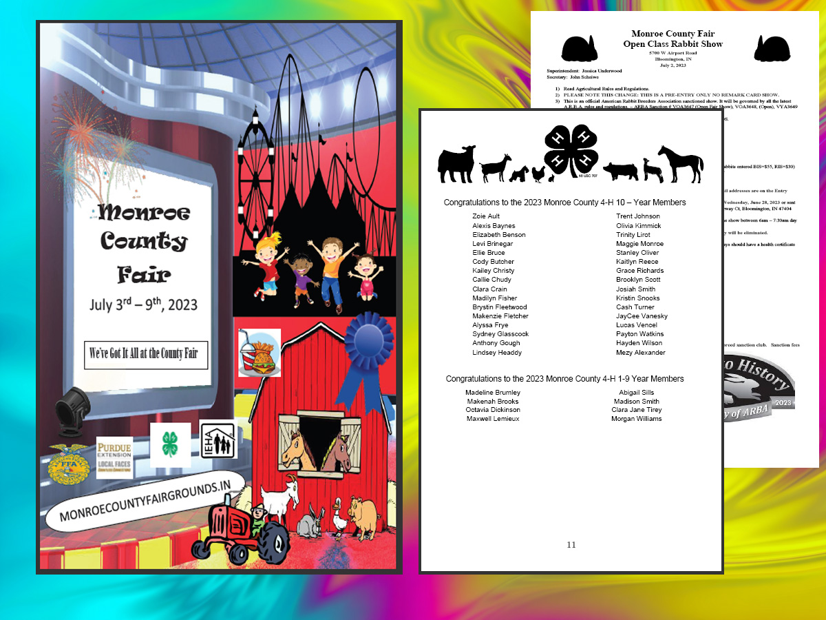 Monroe County Fair program booklet layout