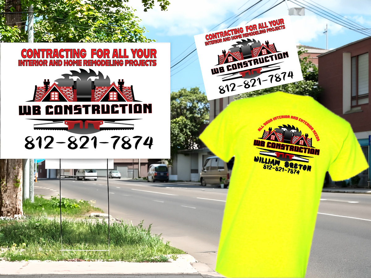 WB Construction yard sign branding and field signage
